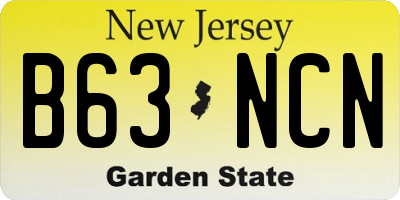 NJ license plate B63NCN