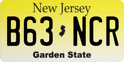 NJ license plate B63NCR