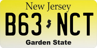 NJ license plate B63NCT