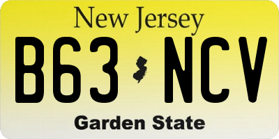 NJ license plate B63NCV