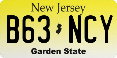 NJ license plate B63NCY
