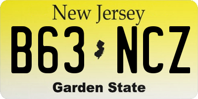 NJ license plate B63NCZ