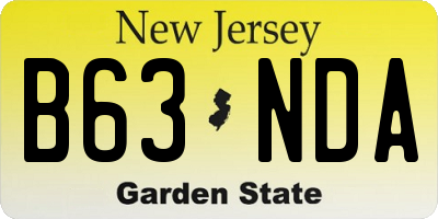 NJ license plate B63NDA