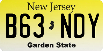 NJ license plate B63NDY