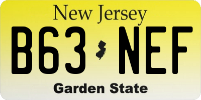 NJ license plate B63NEF