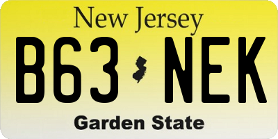 NJ license plate B63NEK