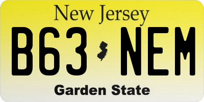 NJ license plate B63NEM