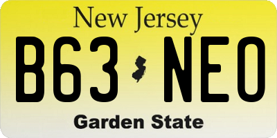 NJ license plate B63NEO