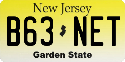 NJ license plate B63NET