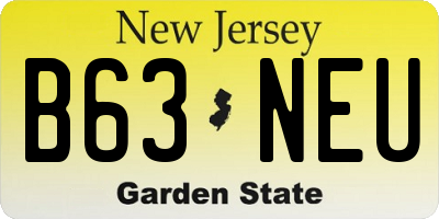 NJ license plate B63NEU