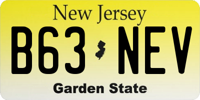 NJ license plate B63NEV