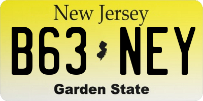 NJ license plate B63NEY