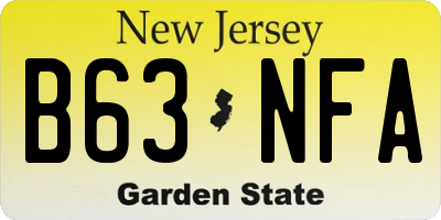 NJ license plate B63NFA