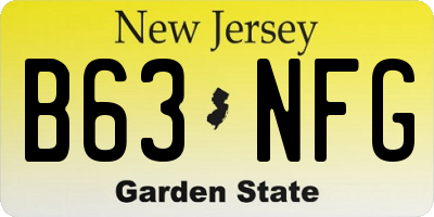 NJ license plate B63NFG
