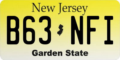 NJ license plate B63NFI