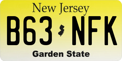 NJ license plate B63NFK
