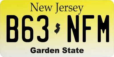 NJ license plate B63NFM