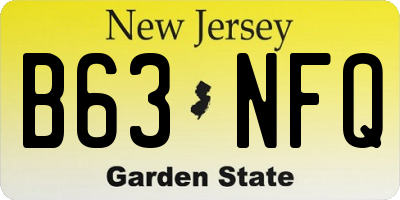 NJ license plate B63NFQ
