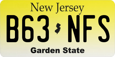 NJ license plate B63NFS
