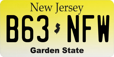 NJ license plate B63NFW