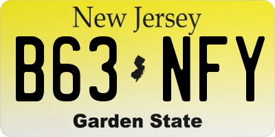 NJ license plate B63NFY