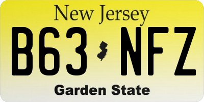 NJ license plate B63NFZ