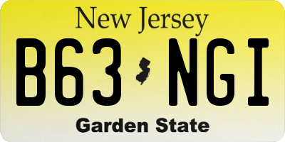 NJ license plate B63NGI