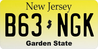NJ license plate B63NGK