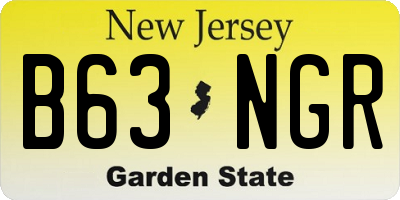 NJ license plate B63NGR