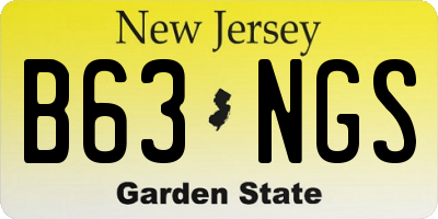 NJ license plate B63NGS