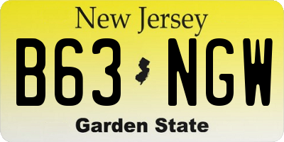 NJ license plate B63NGW