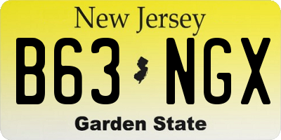 NJ license plate B63NGX