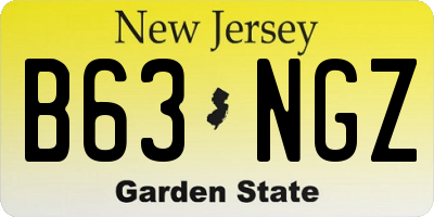 NJ license plate B63NGZ