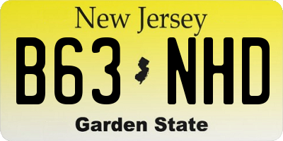 NJ license plate B63NHD