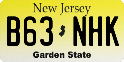NJ license plate B63NHK