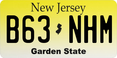 NJ license plate B63NHM