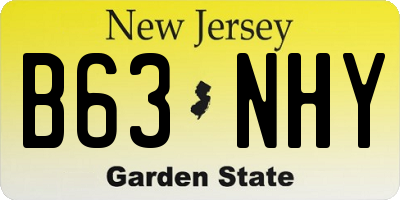 NJ license plate B63NHY