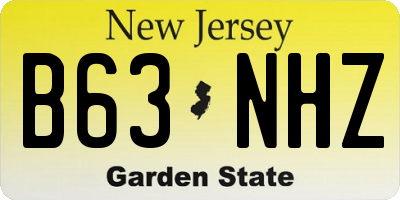 NJ license plate B63NHZ