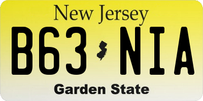 NJ license plate B63NIA