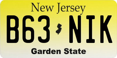 NJ license plate B63NIK