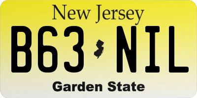 NJ license plate B63NIL