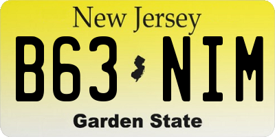 NJ license plate B63NIM