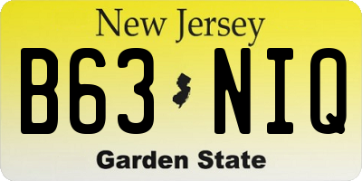 NJ license plate B63NIQ