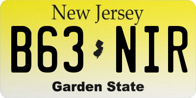 NJ license plate B63NIR