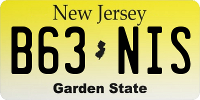 NJ license plate B63NIS