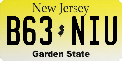 NJ license plate B63NIU