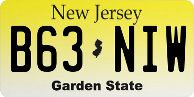NJ license plate B63NIW