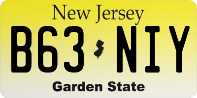 NJ license plate B63NIY