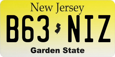 NJ license plate B63NIZ