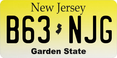 NJ license plate B63NJG